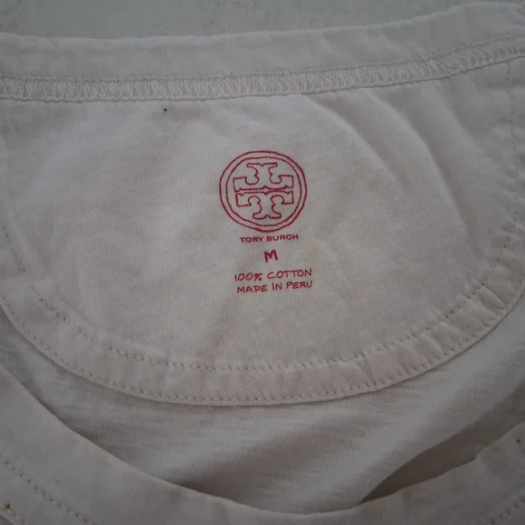 Tory Burch/ 100% Cotton/ Cream Tee with Coral Flamingo Graphic/ Size US M - Picture 7 of 10